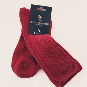 Alchester Giorgio Red Cashmere Wool Blend Men's Luxury Dress Socks Size 10-13